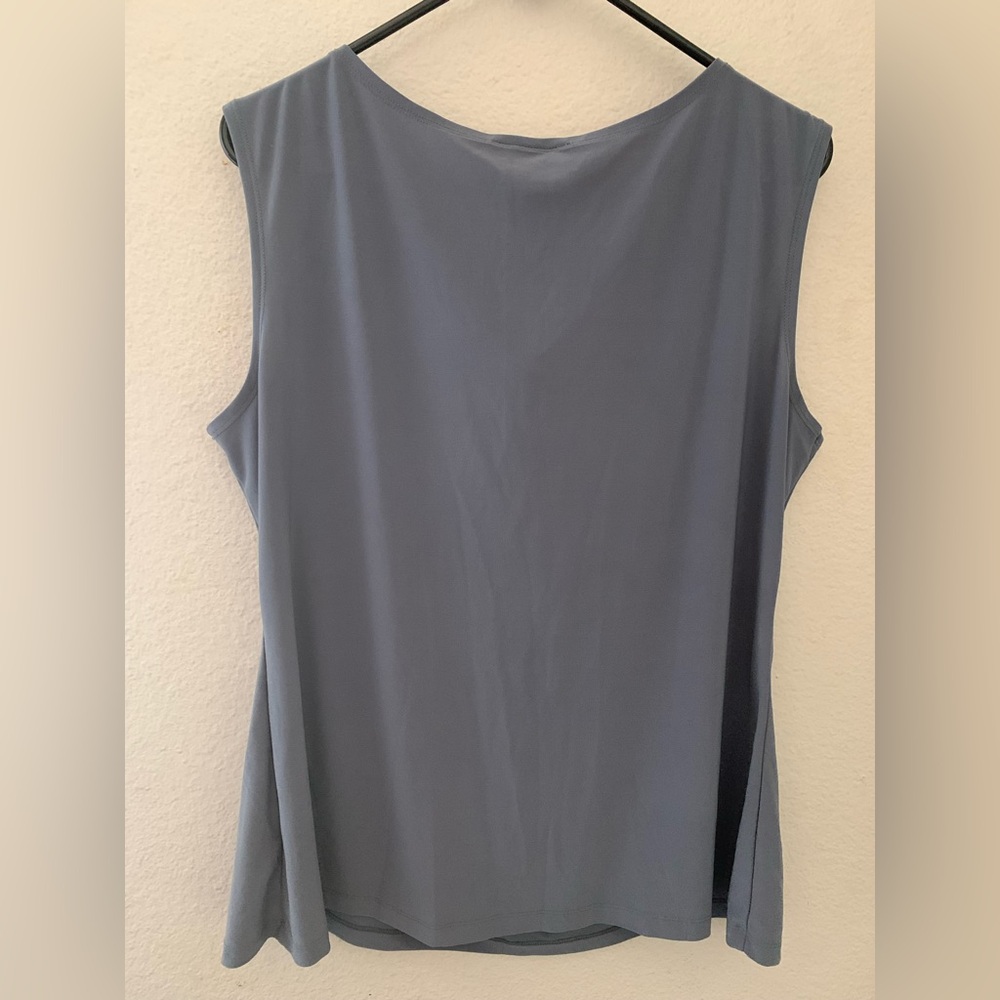 Dress barn Slate Blue gray Draped Cowl Neck Sleeveless blouse - Picture 3 of 8